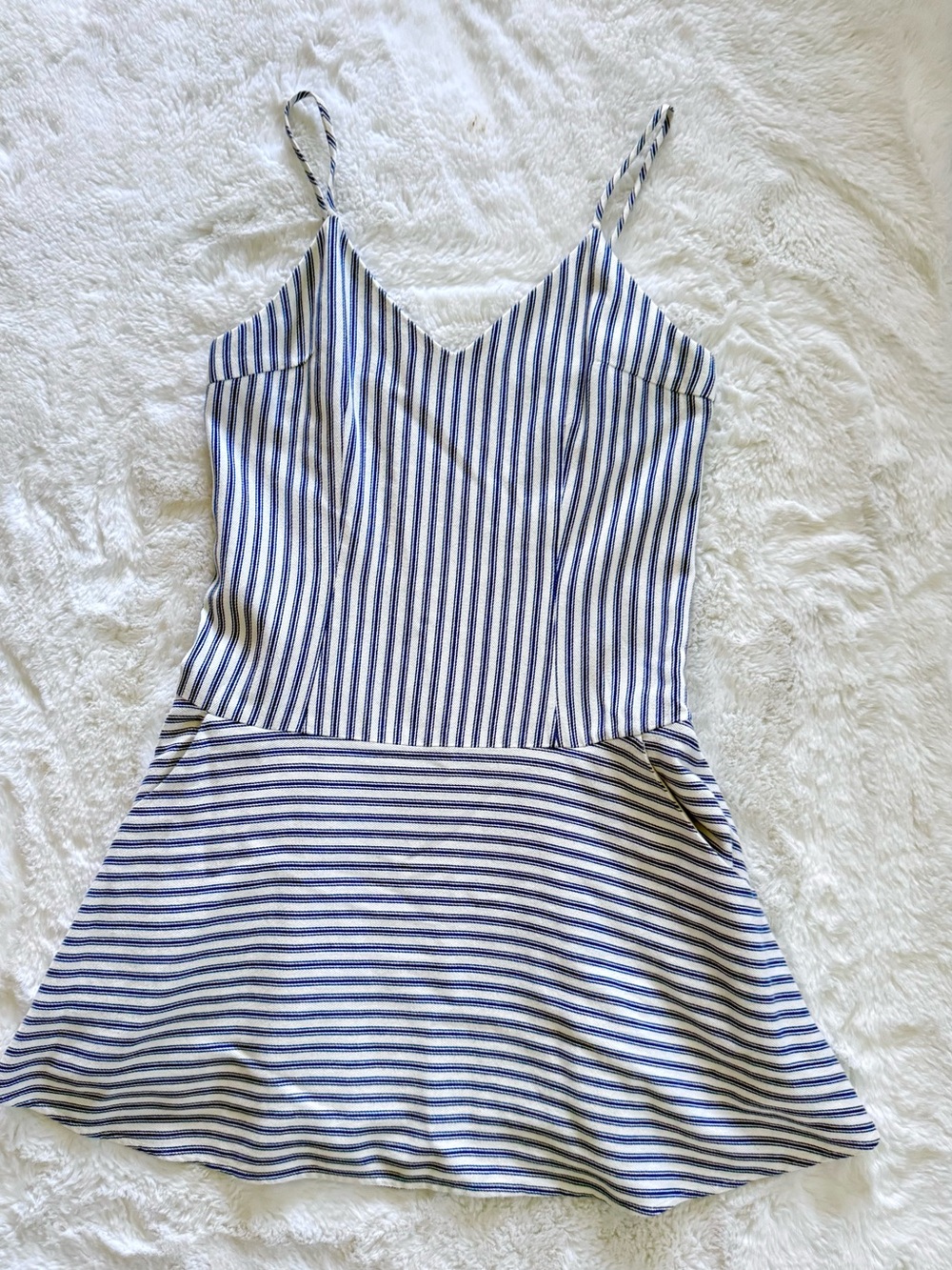 Harvey Faircloth Preppy Striped Navy & White Fit and Flare Dress
